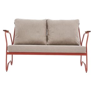 Ghế cà phê đôi nệm nỉ tay vịn gỗ GCF006